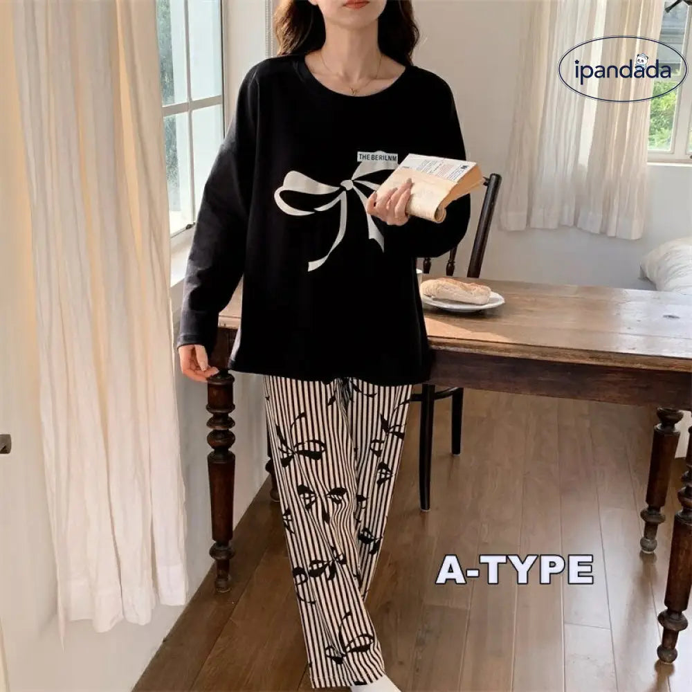 ルームウェア レディース セットアップ 上下セット 春用 夏用 秋用 冬用 長袖 長ズボン ロングTシャツ ロングパンツ 薄手 ポケット かわいい おしゃれ 大きいサイズ ゆったり ID2162
