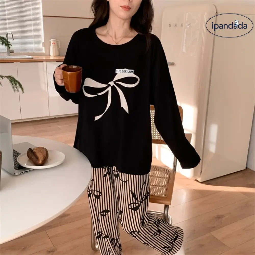 ルームウェア レディース セットアップ 上下セット 春用 夏用 秋用 冬用 長袖 長ズボン ロングTシャツ ロングパンツ 薄手 ポケット かわいい おしゃれ 大きいサイズ ゆったり ID2162