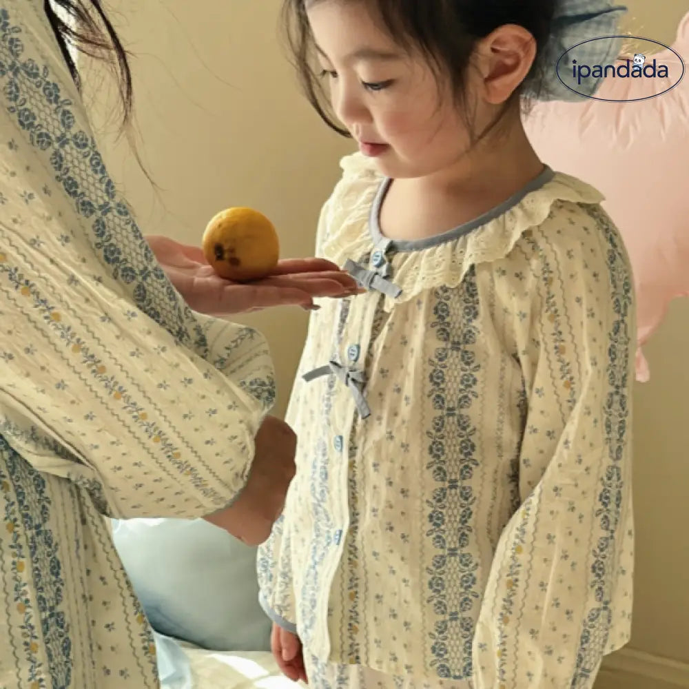 ID477 ルームウェア セット 女の子 春 韓国風 カートゥーン 快適 ピーターパンカラー パジャマ 2点セット 親子 レディース かわいい タイプ3 / 90cm ベビー＆キッズ＞キッズ