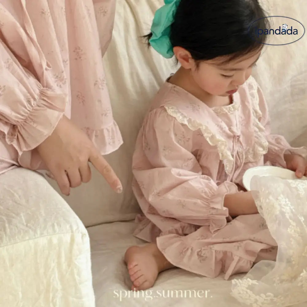 ID477 ルームウェア セット 女の子 春 韓国風 カートゥーン 快適 ピーターパンカラー パジャマ 2点セット 親子 レディース かわいい タイプ7 / 90cm ベビー＆キッズ＞キッズ