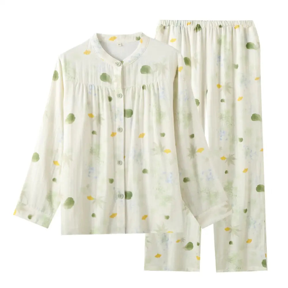 ルームウエア 綿100% レディース パジャマ コットン ダブルガーゼ ポッケトあり 長袖 長ズボン 春 秋 夏 前開き ウエストゴム 上下セット ガーゼ ロングパンツ 部屋着 寝間着 通気性 柔らかい ゆったり 肌触りがいい 快適