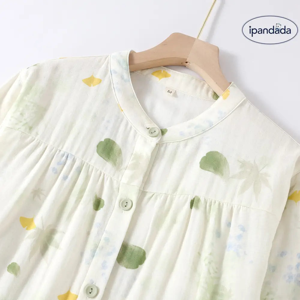 ルームウエア 綿100% レディース パジャマ コットン ダブルガーゼ ポッケトあり 長袖 長ズボン 春 秋 夏 前開き ウエストゴム 上下セット ガーゼ ロングパンツ 部屋着 寝間着 通気性 柔らかい ゆったり 肌触りがいい 快適