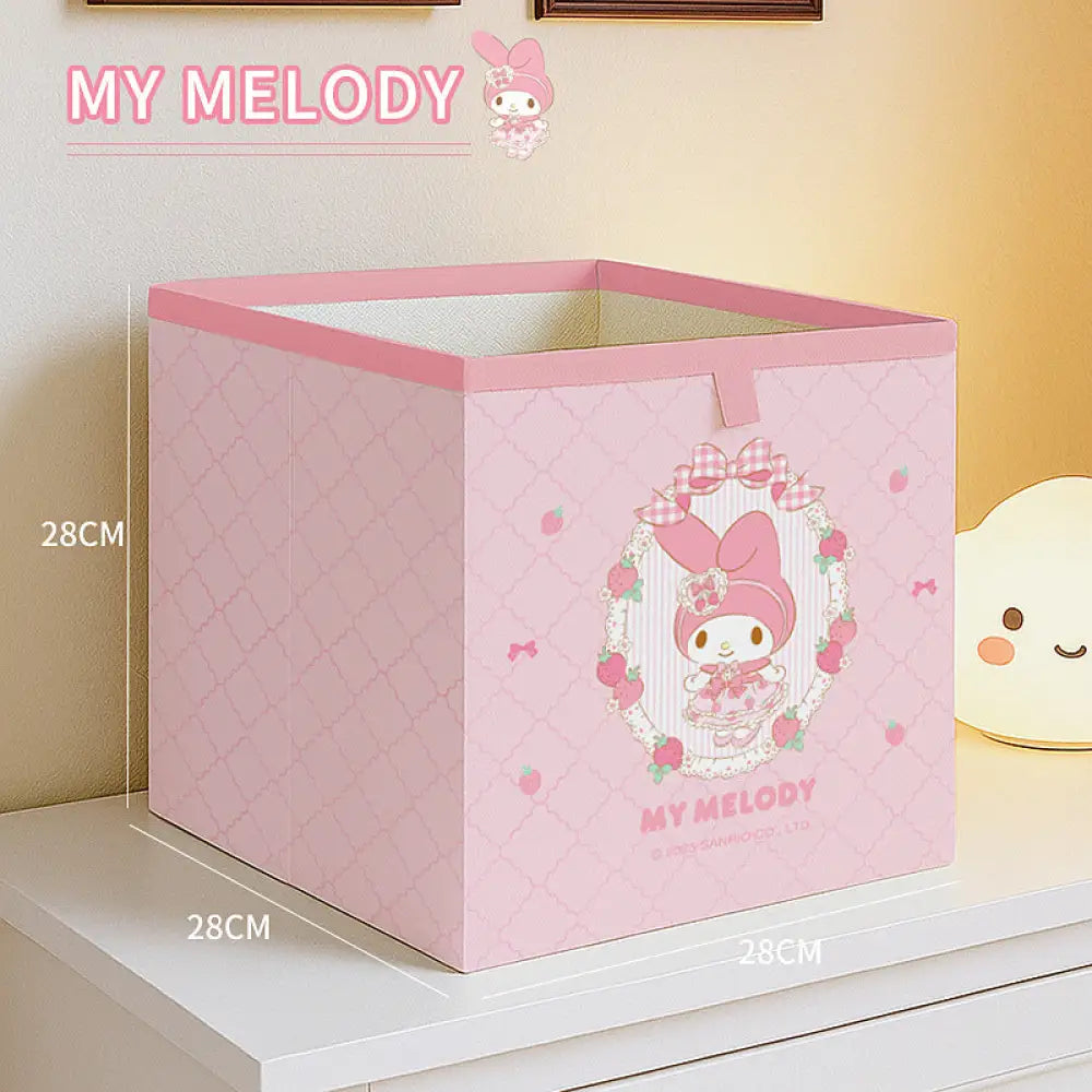 サンリオ 折りたたみ 収納バスケット 家庭用 オフィス 多用途 衣類 文具 雑貨 収納ボックス ID3623 ピンク / 28*28*28cm