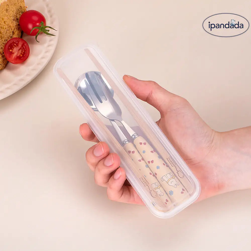 セラミック ハンドル スプーン フォーク ステンレス スプーン フォーク 箸 カトラリー セット 3点セット 学生用 家庭用 携帯用 カトラリー ID3114