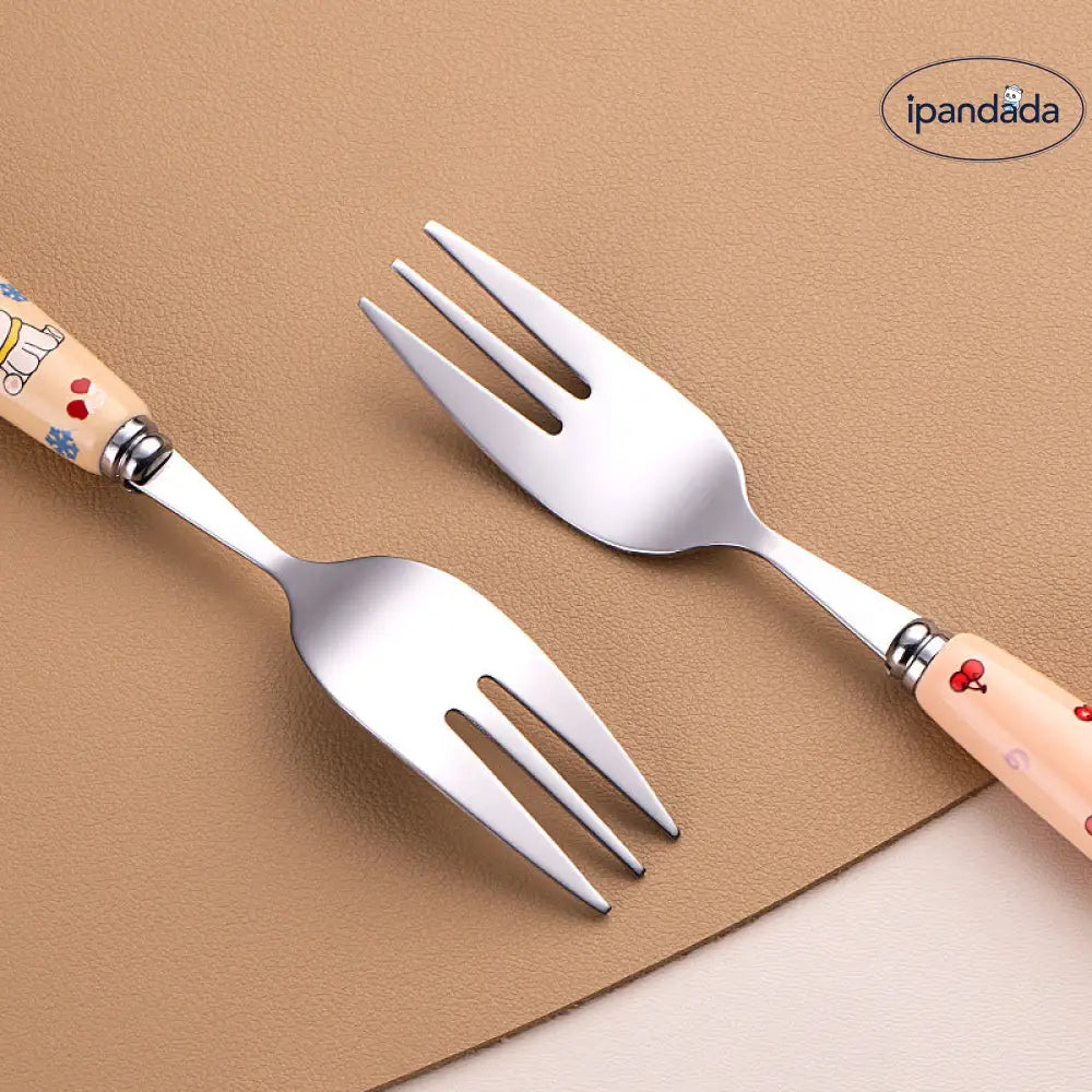 セラミック ハンドル スプーン フォーク ステンレス スプーン フォーク 箸 カトラリー セット 3点セット 学生用 家庭用 携帯用 カトラリー ID3114