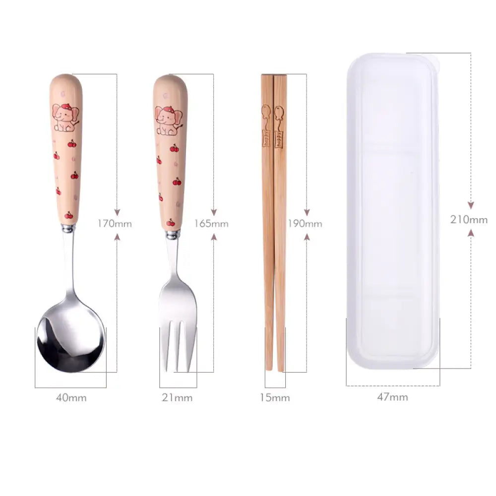 セラミック ハンドル スプーン フォーク ステンレス スプーン フォーク 箸 カトラリー セット 3点セット 学生用 家庭用 携帯用 カトラリー ID3114 タイプ①