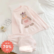 くま柄 パジャマ レディース 冬用 上下セット ルームウェア 肌に優しい 暖かい 女性 部屋着 おしゃれ かわいい レディース＞セットアップ