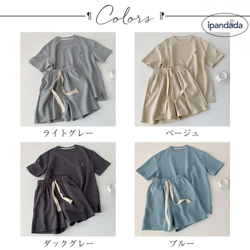 ID1610 セットアップ レディース  楽ちん  Tシャツ&短パン ジャージ 春 夏 半袖 上下セット tシャツ ショートパンツ ショーツ スポーツウェア スウェット ルームウェア 部屋着 運動服 カジュアル オシャレ 体型カバー 無地 コットン 綿