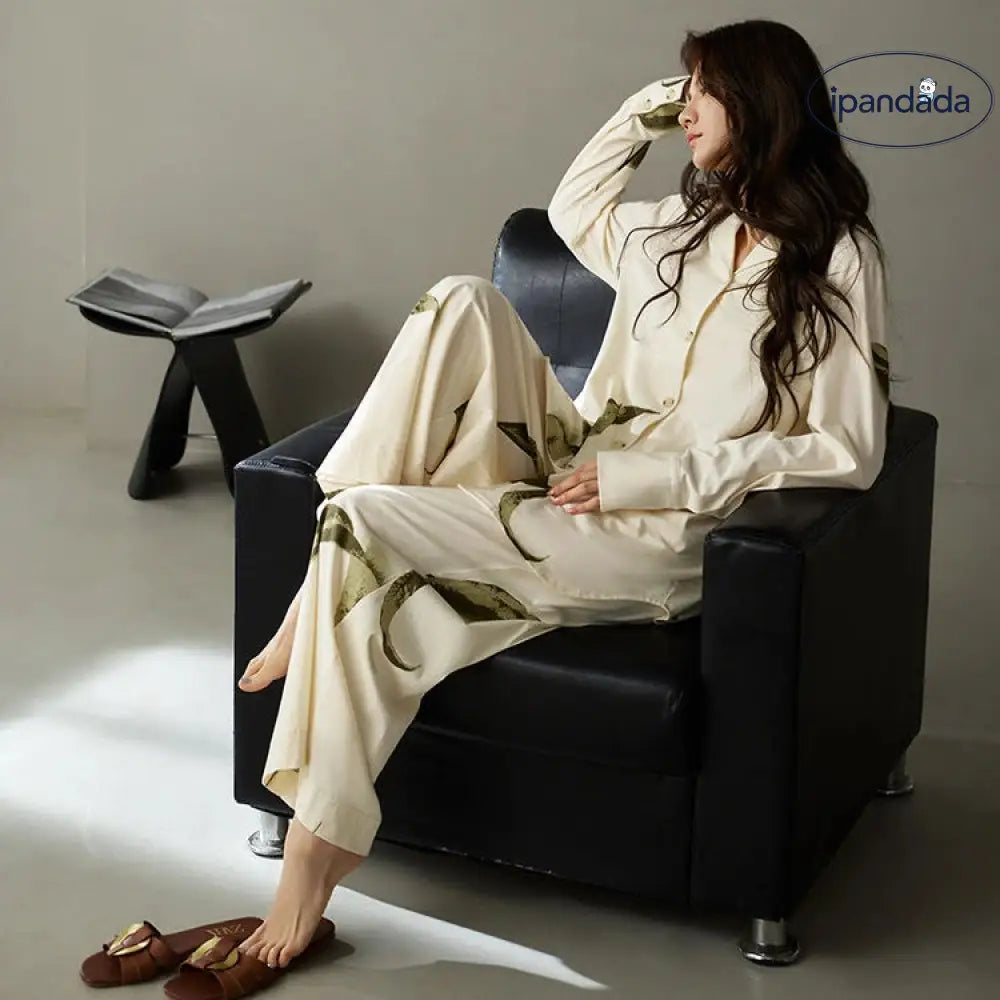 ロングカーディガン パンツ パジャマ セット 春秋 新作 ゆったり おしゃれ ルームウェア 部屋着 長袖 2点セット ID4203