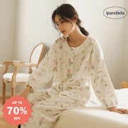 【上下セット/ワンピース】パジャマ うさぎ 花柄 レディース 部屋着 長袖 ルームウェア 前開き 春 夏 秋 ホームウェア 肌に優しい 大人 おしゃれ ウサギ レディース＞セットアップ