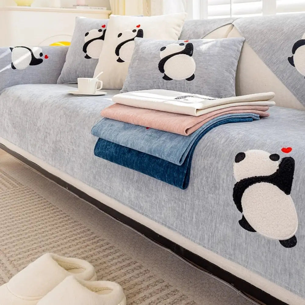 シェニール ソファパッド オールシーズン対応 クッション 滑り止め 北欧風 シンプル カートゥーン ソファカバー 布カバー ID1872 グレー / 70*70cm インテリア雑貨>その他
