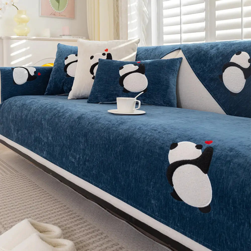 シェニール ソファパッド オールシーズン対応 クッション 滑り止め 北欧風 シンプル カートゥーン ソファカバー 布カバー ID1872 ネイビー / 70*70cm インテリア雑貨>その他