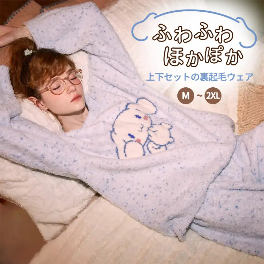 シナモロール パジャマ レディース 秋冬 フリース 厚手 大サイズ 長袖 パンツ ふわふわ ホームウェア セットアップ 暖かい 柔らかい 保温 快適 おしゃれ ルームウェア 自宅用 リラックス レディース用 着心地 ナチュラル ゆったり