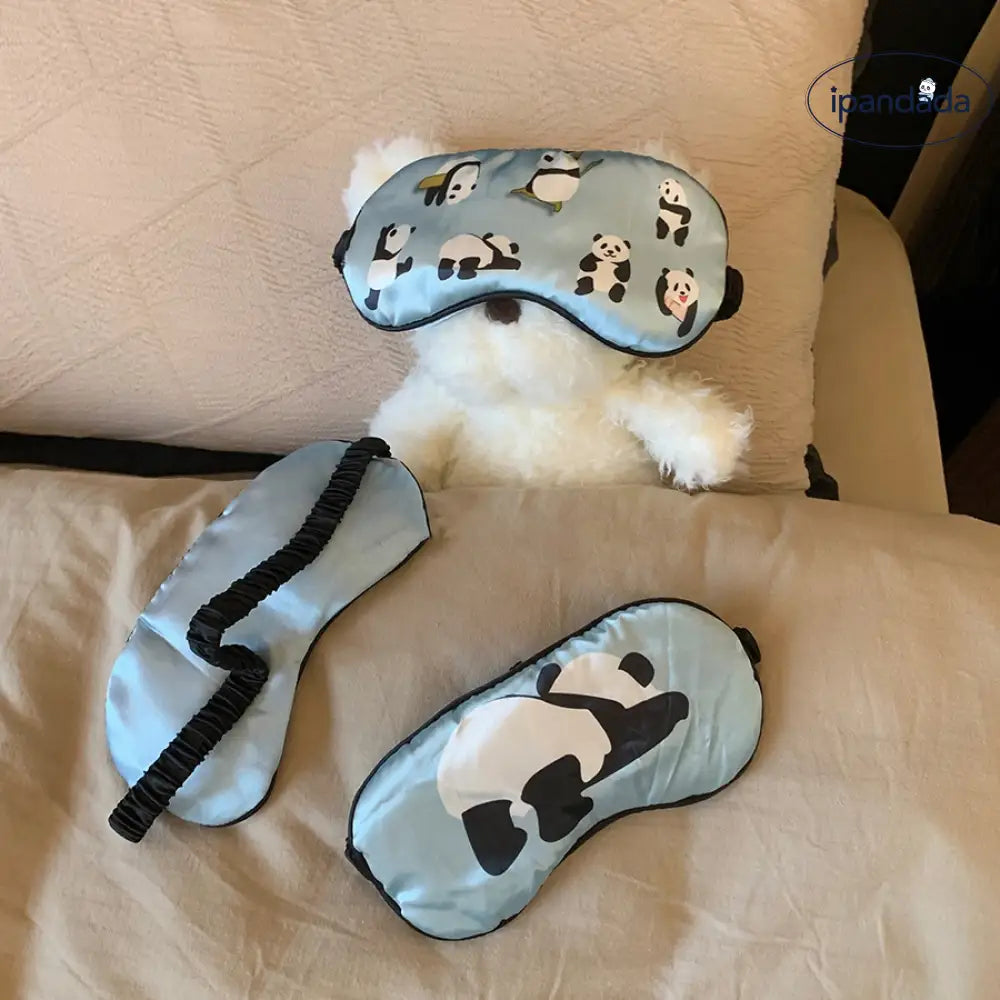 ID1766 シルク風 パンダ 目隠し アイマスク 睡眠専用 レディース 疲れを癒す かわいい 光を遮断 目元用アイマスク
