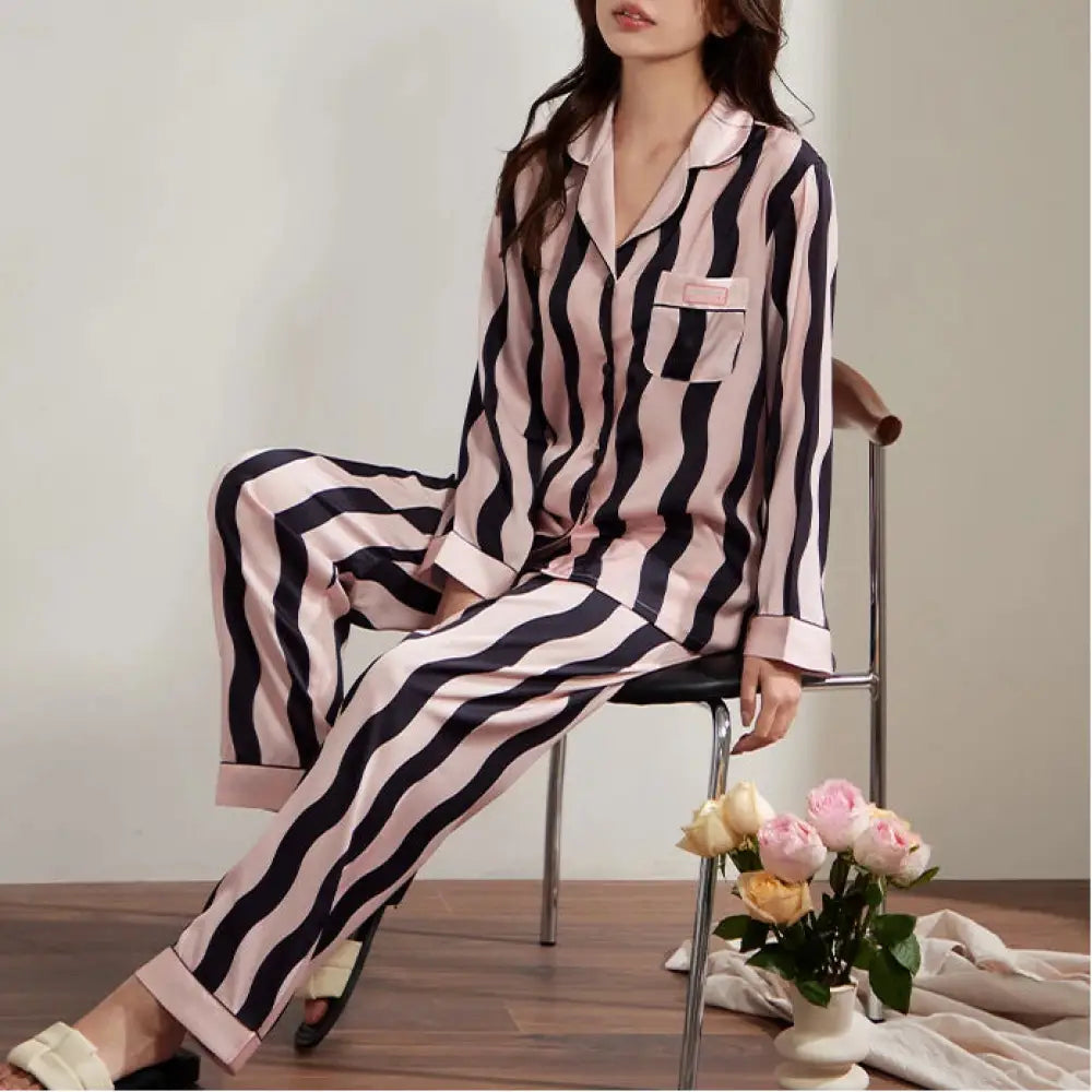 シルクタッチ パジャマ レディース 夏用 薄手 サテン ルームウェア セットアップ ID4494 写真通り / M