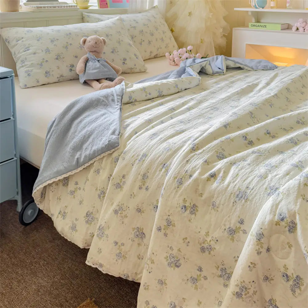 しわしわのシャンブレー 夏用クールケット 新作 子供用 エアコンケット 学生用 シングルサイズ 洗濯機可 薄掛け布団 ID2169 タイプ③ / 150*200cm 寝具>ブランケット・タオルケット