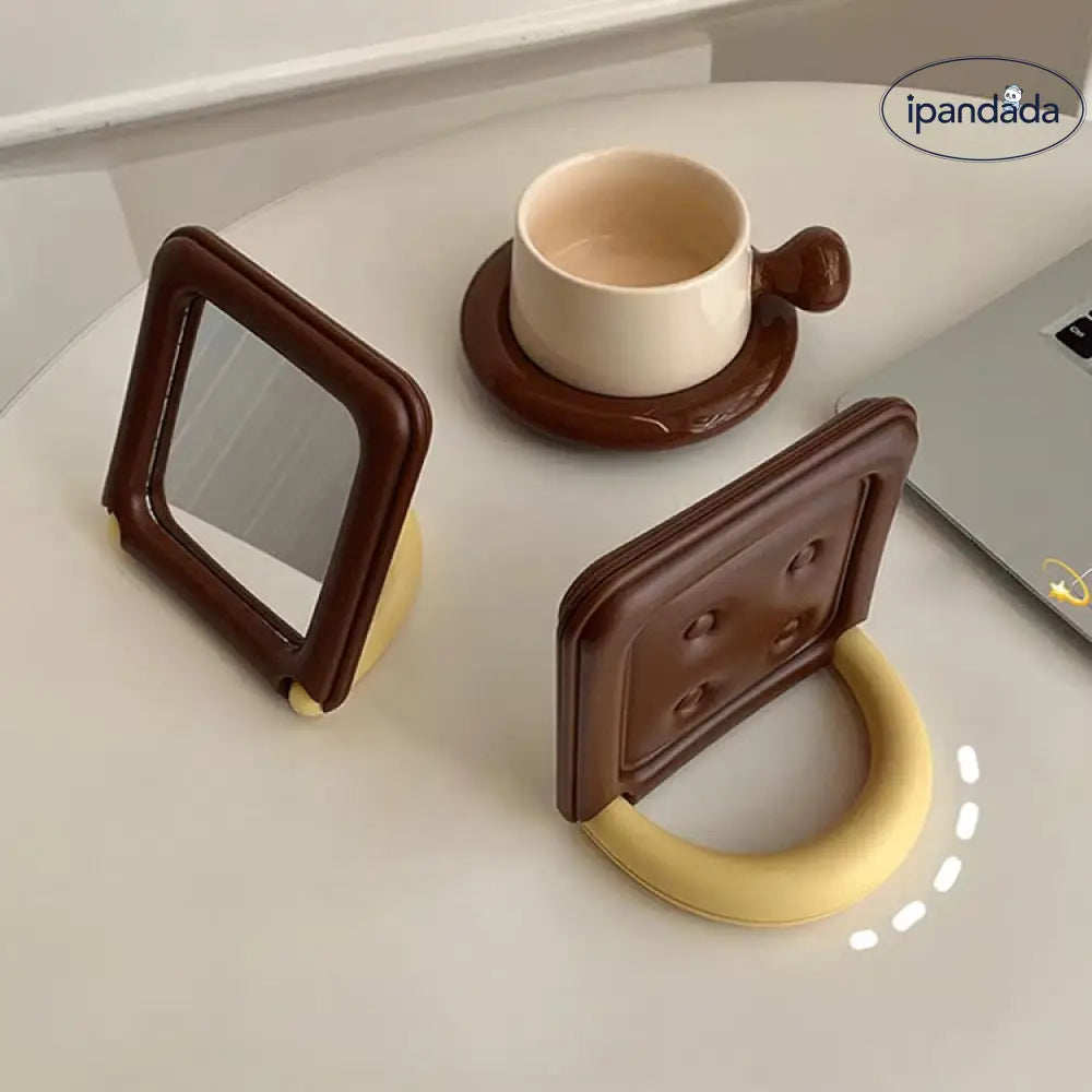 手鏡 コンパクトミラー ハンドミラー チョコレートカラー ニュアンスカラー 大人かわいい ギフト プレゼント プチギフト 写真通り / フリー グッズ＞ミラー