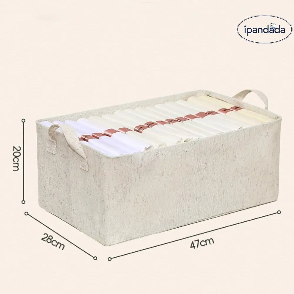 収納ボックス 布製 折りたたみ 家庭用 収納ボックス 太型スチールフレーム 収納箱 衣類 小物 整理 収納 書類収納 整理ボックス 組み立て ID3614 アイボリー / 47*28*20cm