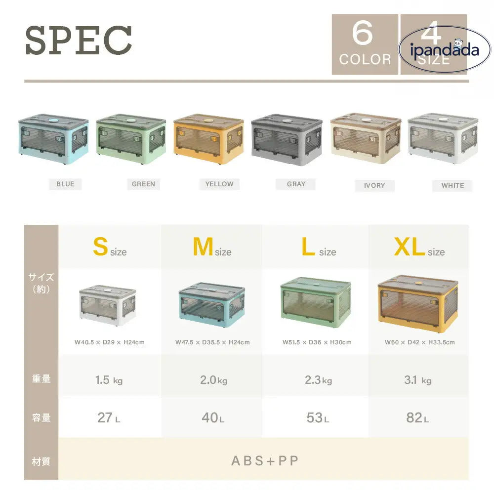 収納ボックス 折畳み キャスター付き 5面開閉 収納ケース 押入れ収納 組立簡単 27L/40L/53L/82L 積み重ね 衣装収納ボックス フタ付き ボックス コンパクト 透明 収納コンテナ 衣類 布団 インテリア雑貨＞収納雑貨