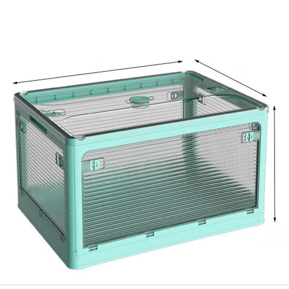 収納ボックス 折畳み キャスター付き 5面開閉 収納ケース 押入れ収納 組立簡単 27L/40L/53L/82L 積み重ね 衣装収納ボックス フタ付き ボックス コンパクト 透明 収納コンテナ 衣類 布団 ブルー