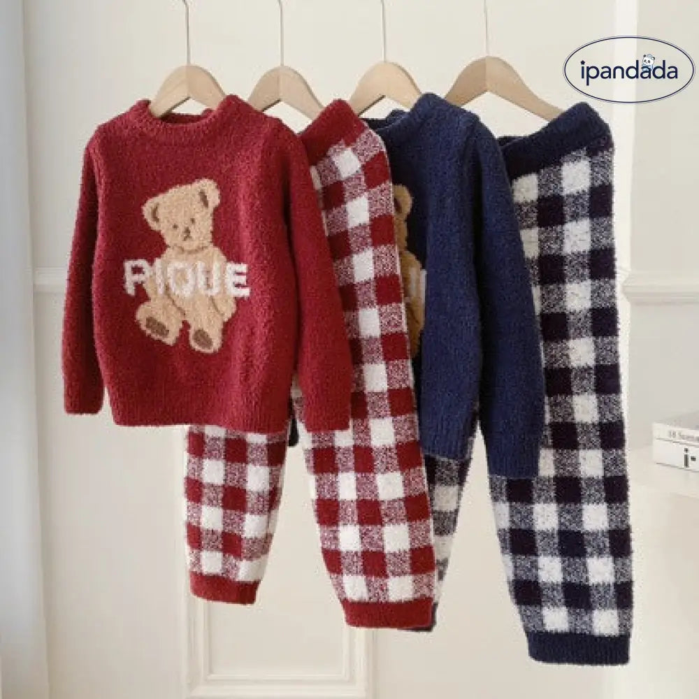 可愛い 親子 クリスマス クマ柄 子供用 男女兼用 ルームウェア パジャマ セット ID3083