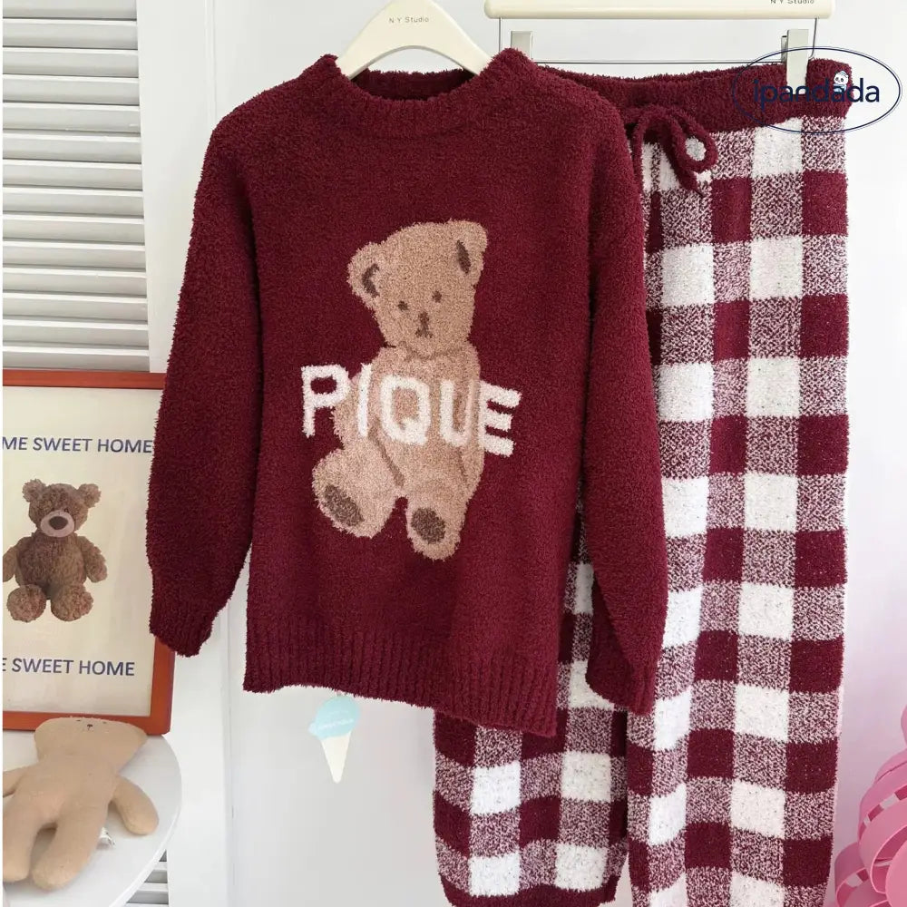 可愛い 親子 クリスマス クマ柄 子供用 男女兼用 ルームウェア パジャマ セット ID3083