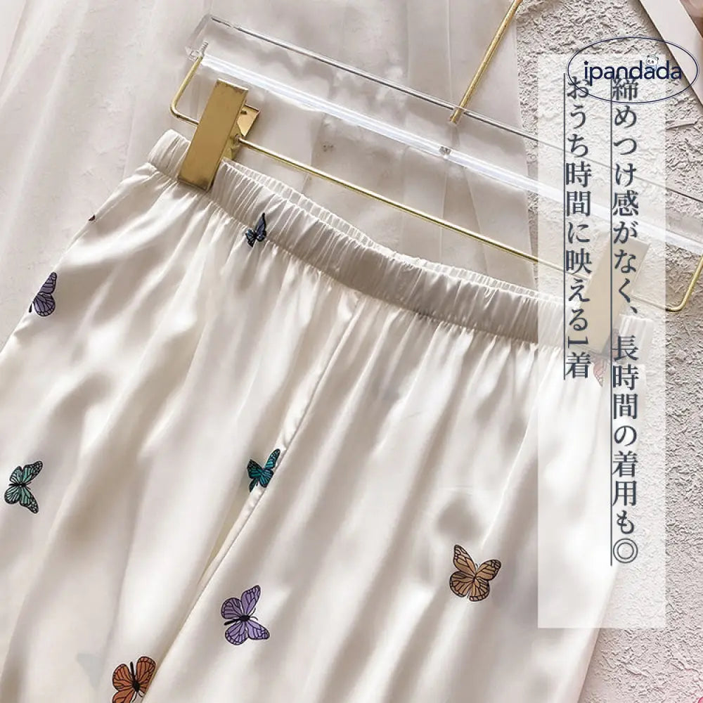 ID513 レディース 蝶々 パジャマセット 春夏 長袖 薄手 カートゥーン ルームウェア 甘い 四季向け レディース 軽量 快適 柔らかい 春夏秋 高品質 レディース＞セットアップ