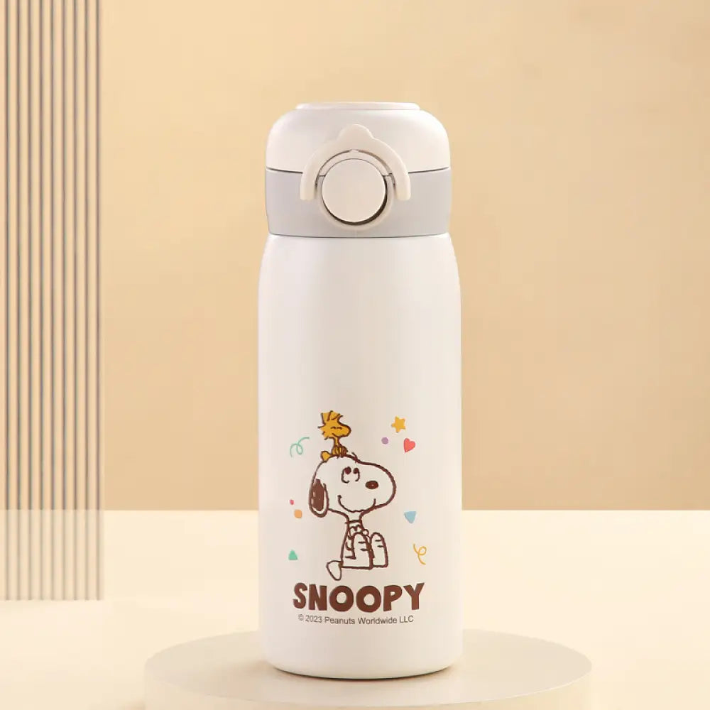 水筒 保冷 保温 真空断熱 スヌーピー 保温ボトル 男女兼用 学生用 子供用 ステンレス 携帯 ミニ 軽量 お茶 洗いやすい ID4625 アイボリー / 420ml インテリア雑貨＞その他