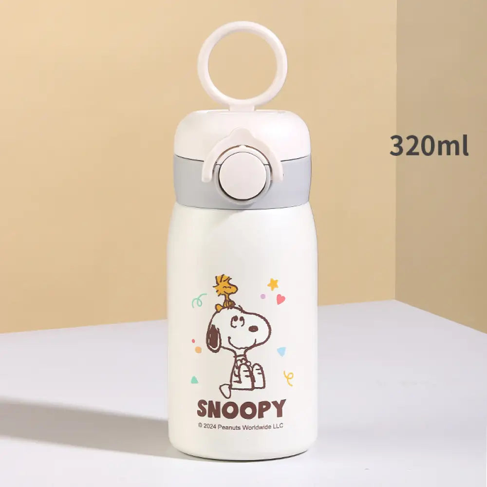 水筒 保冷 保温 真空断熱 スヌーピー 保温ボトル 男女兼用 学生用 子供用 ステンレス 携帯 ミニ 軽量 お茶 洗いやすい ID4625 アイボリー / 320ml インテリア雑貨＞その他