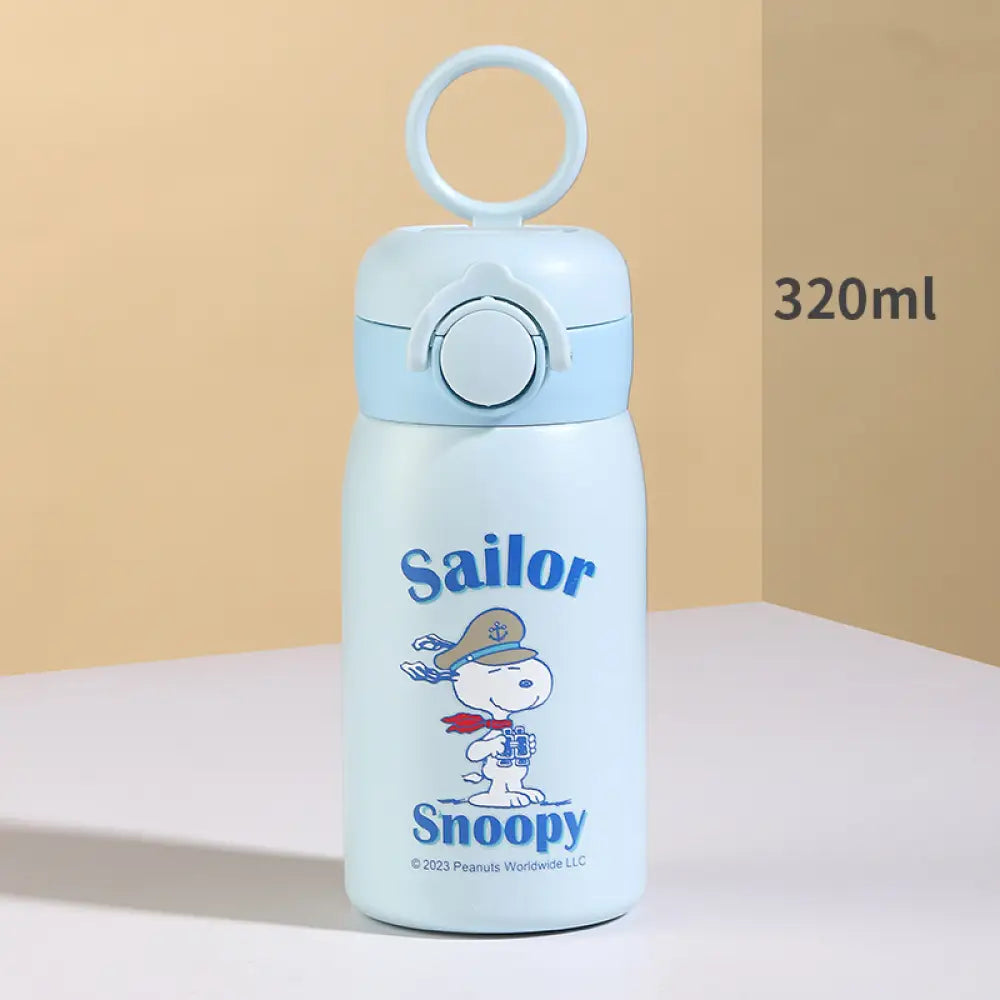 水筒 保冷 保温 真空断熱 スヌーピー 保温ボトル 男女兼用 学生用 子供用 ステンレス 携帯 ミニ 軽量 お茶 洗いやすい ID4625 ブルー / 320ml インテリア雑貨＞その他