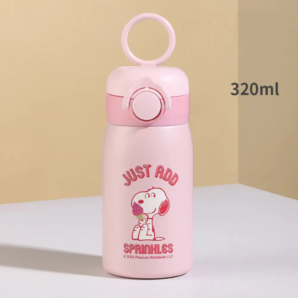 水筒 保冷 保温 真空断熱 スヌーピー 保温ボトル 男女兼用 学生用 子供用 ステンレス 携帯 ミニ 軽量 お茶 洗いやすい ID4625 ピンク / 320ml インテリア雑貨＞その他