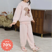 ソフト フワフワ ベア フリース カートゥーン ぬいぐるみ 厚手 保温 女の子 パジャマ パンツ 部屋着 セット 秋冬用 彼女 クリスマスプレゼント ID3175 ベビー＆キッズ