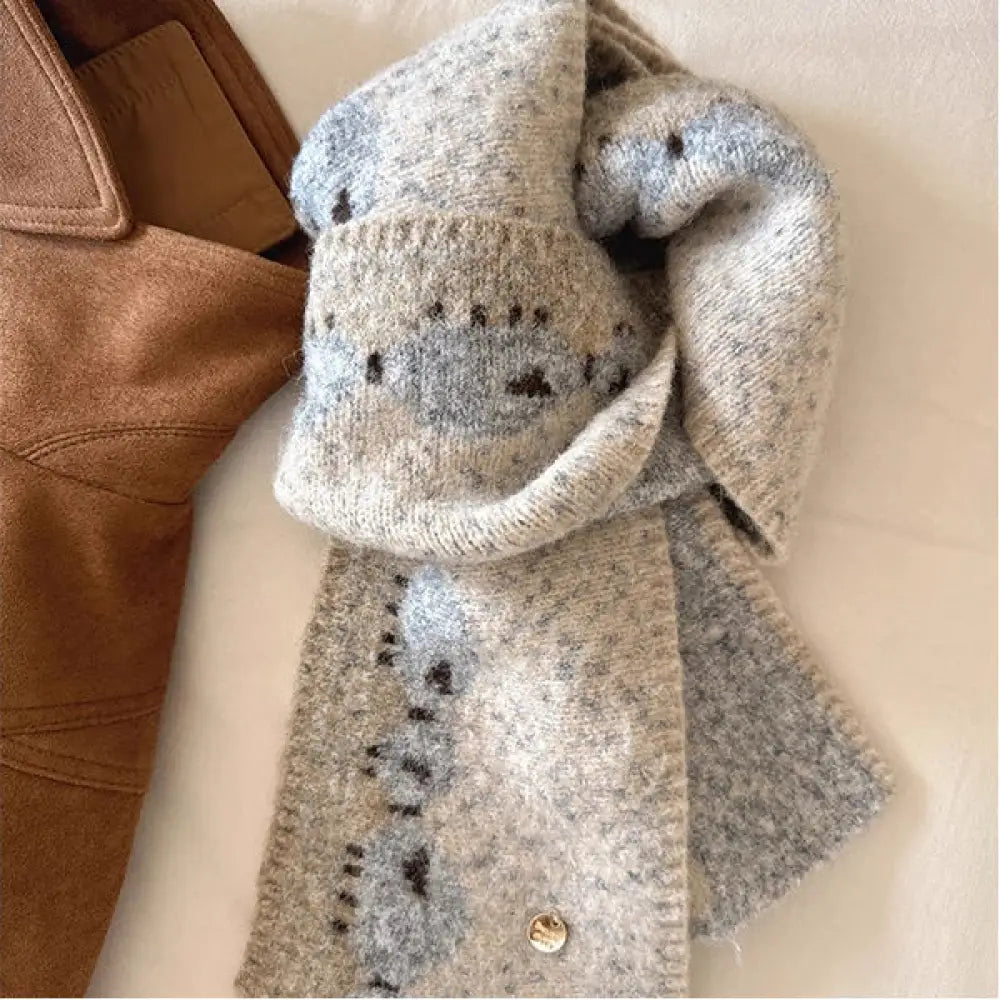 スカーフ レディース 韓国風 インスタ かわいい オールマッチ ニット 保温 防寒 カップル ネックウォーマー メンズ ID3286 ベージュ