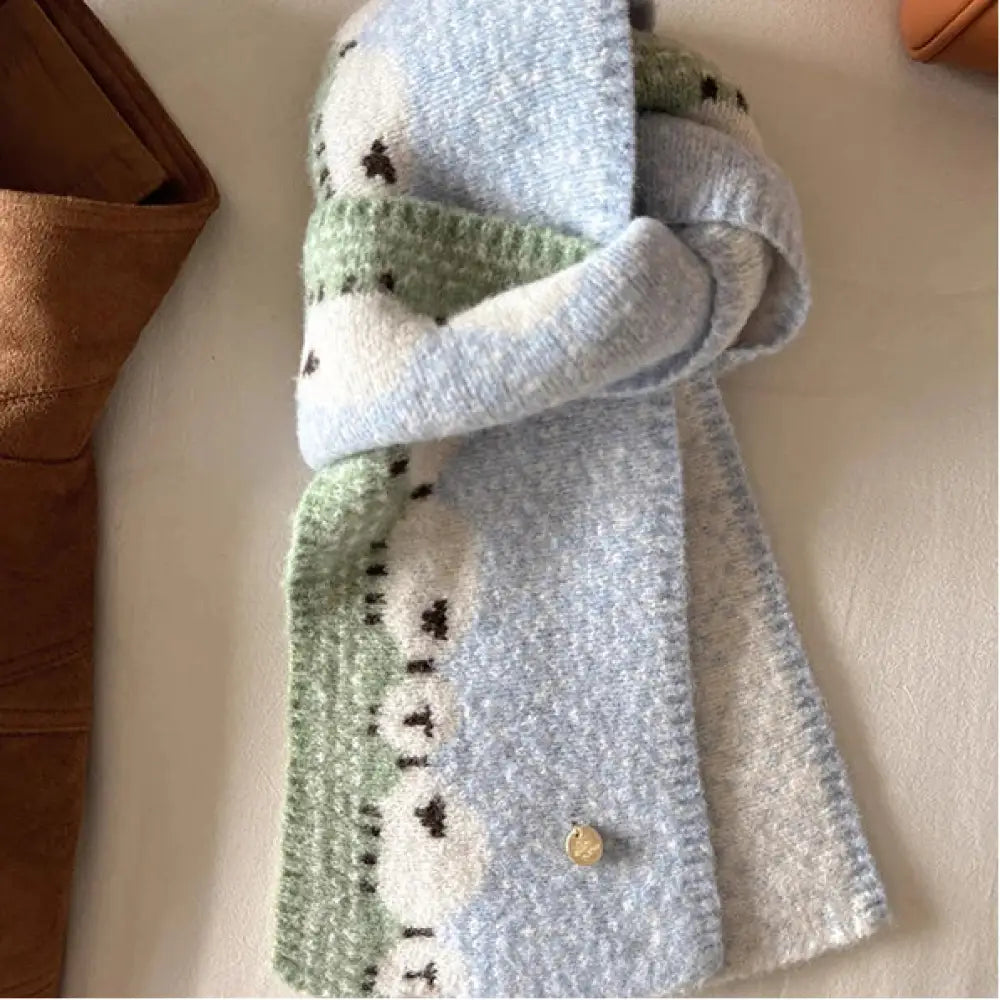 スカーフ レディース 韓国風 インスタ かわいい オールマッチ ニット 保温 防寒 カップル ネックウォーマー メンズ ID3286 ブルー