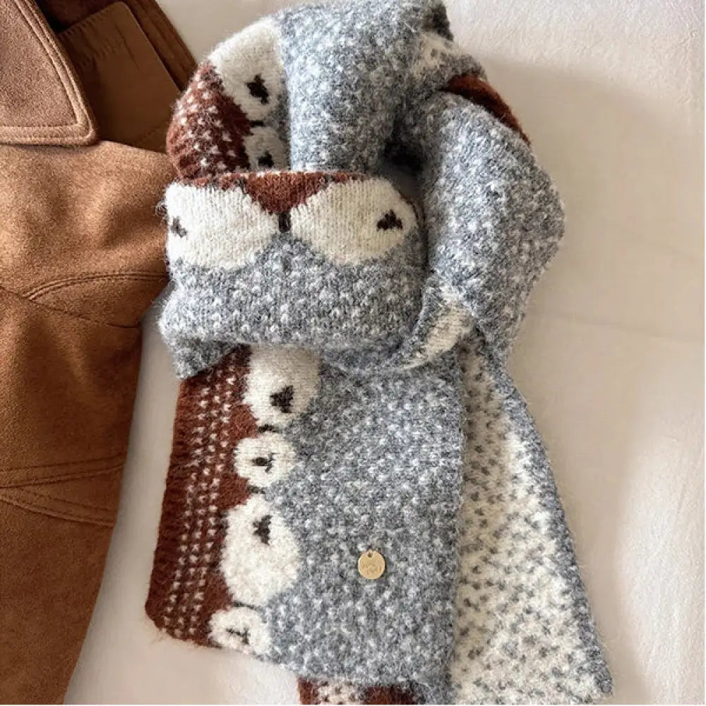 スカーフ レディース 韓国風 インスタ かわいい オールマッチ ニット 保温 防寒 カップル ネックウォーマー メンズ ID3286 グレー