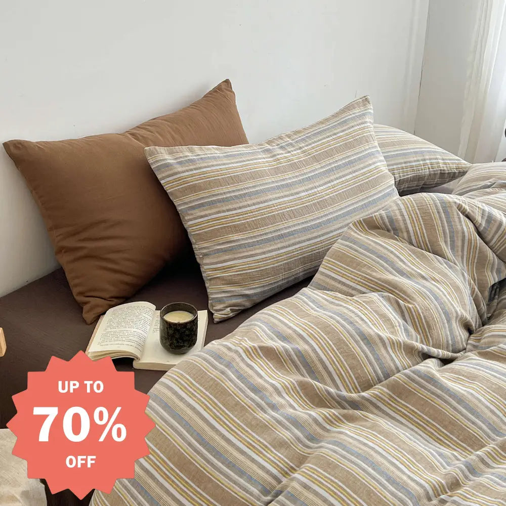 スキンケア 水洗いコットン ストライプ チェック柄 ベッドリネン 4点セット 学生寮 3点セット  新作 ID2631