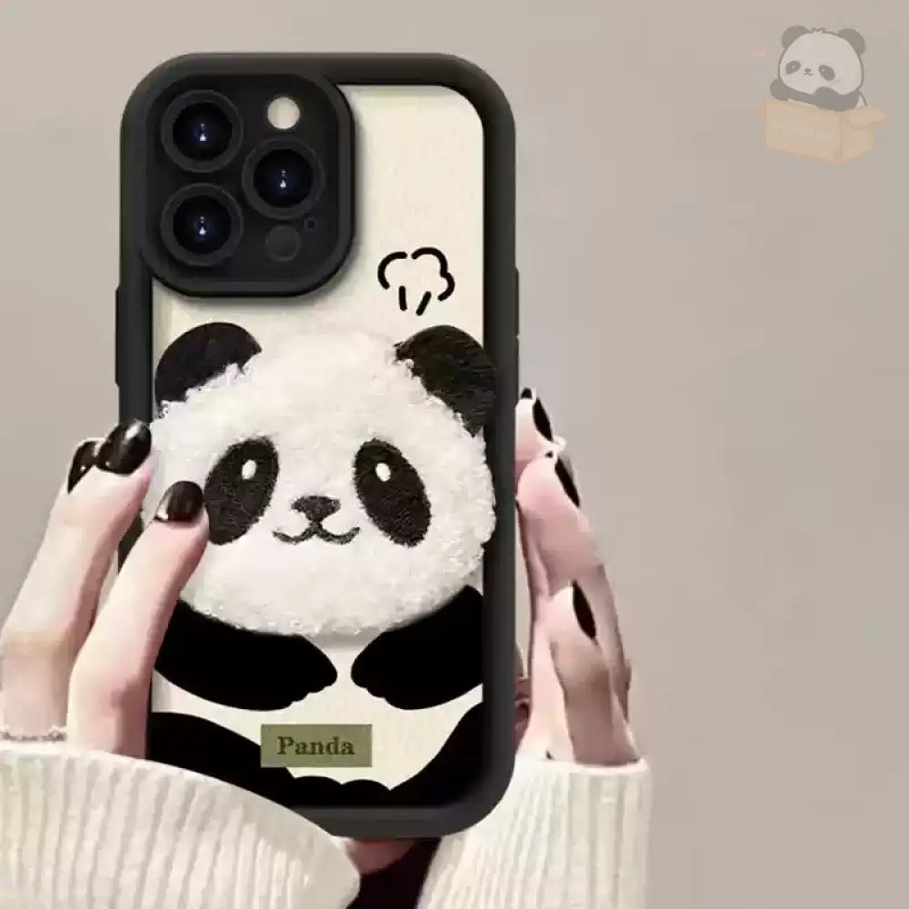スマホケース 多機種対応 パンダ ふわふわ ブラック ホワイト iphoneケース おしゃれ 多機能 スマホケース アイフォンケース ブラック / iPhone 13 グッズ＞その他