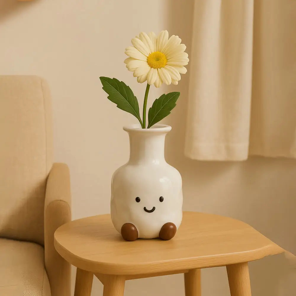 ID1195 スマイルデザイン セラミック 花瓶 リビング 卓上 ドライフラワー インテリア かわいい おしゃれ 防滑 防塵 ギフト 高級感 省スペース 写真通り インテリア雑貨＞その他
