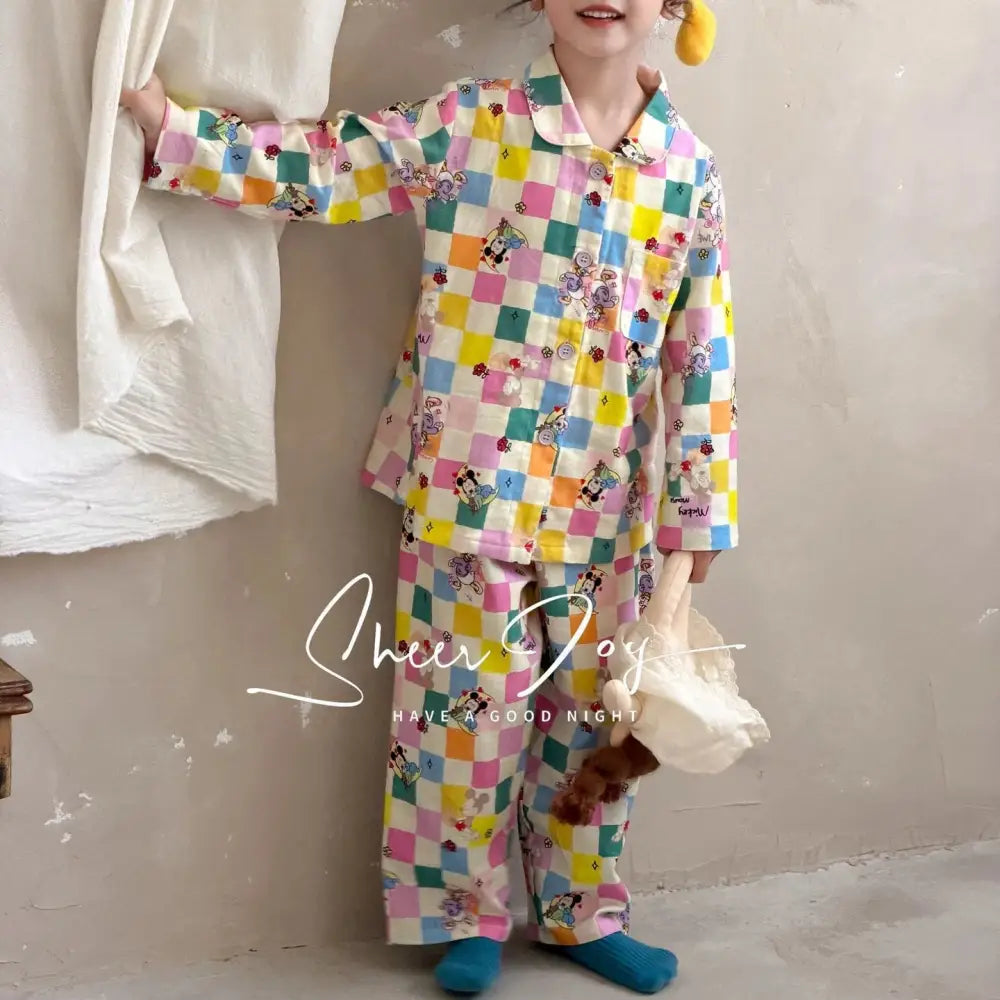 スヌーピー ブルーチェック パジャマ セットアップ キッズ 春 親子 長袖 もこもこ 柔肌仕様 大人気キャラクター 2点セット 子供用 ID4014 タイプ④ / 110cm ベビー＆キッズ＞キッズ