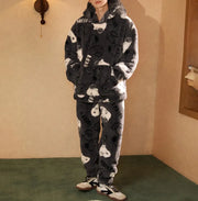 スヌーピー 秋冬 コーラルフリース パジャマ メンズ 厚手 キャラクター カジュアルルームウェア ID3502 写真通り / L