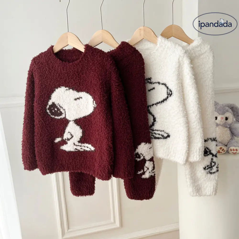 スヌーピー 秋冬 新作 親子 かわいい 犬 子供 ふわふわ ホームウェア パジャマ セットアップ 暖かい 柔らかい 保温 快適 おしゃれ ルームウェア 自宅用 リラックス ID2930