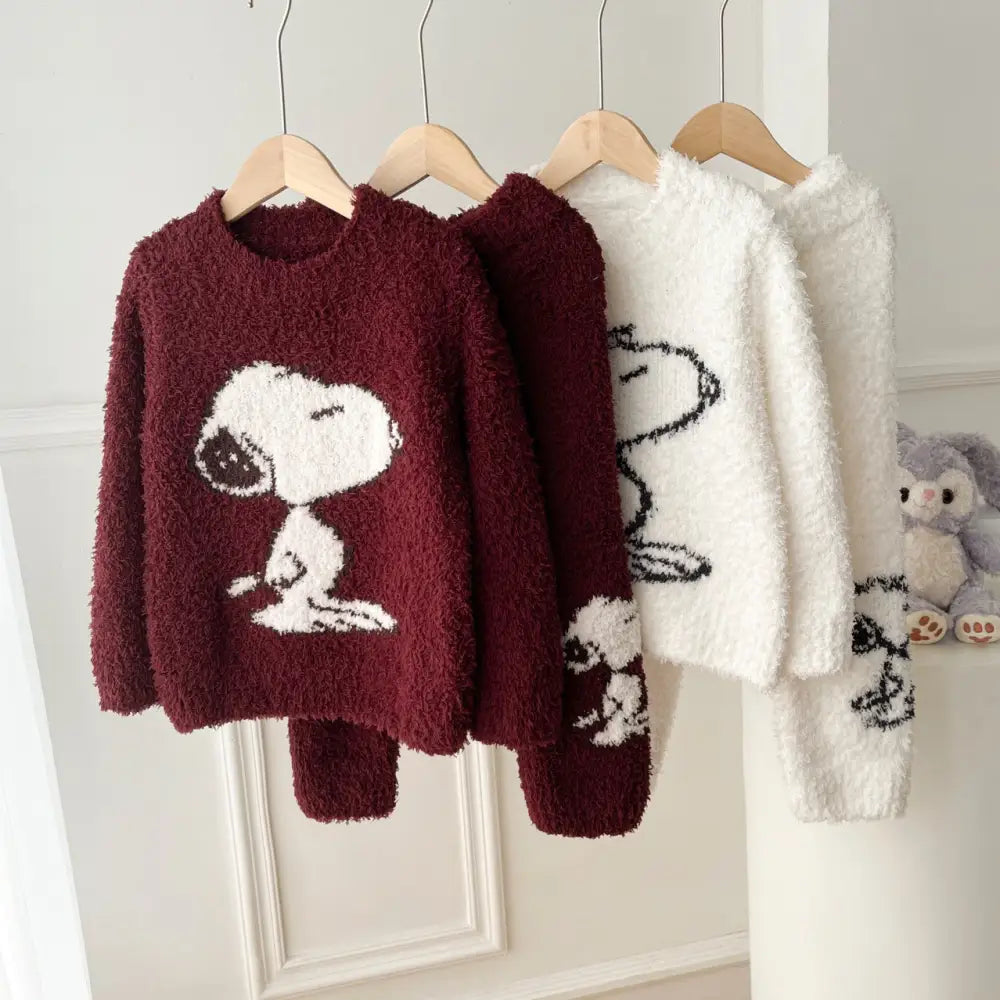 スヌーピー 秋冬 新作 親子 かわいい 犬 子供 ふわふわ ホームウェア パジャマ セットアップ 暖かい 柔らかい 保温 快適 おしゃれ ルームウェア 自宅用 リラックス ID2930