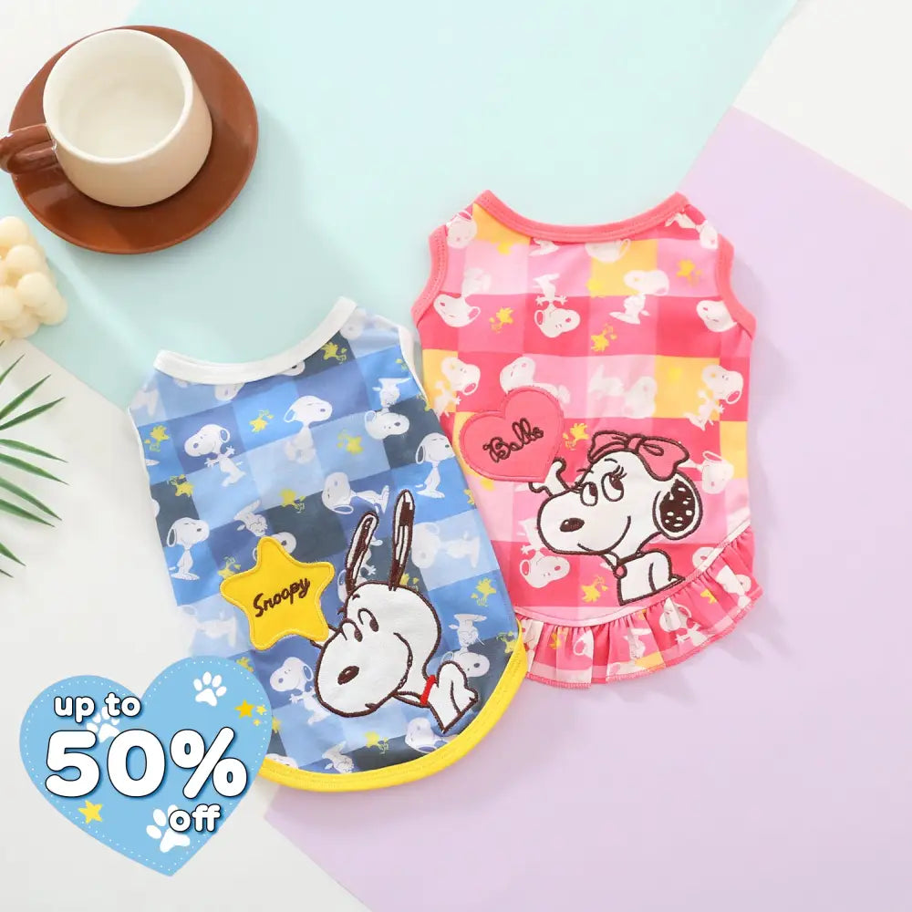 スヌーピー ワンピース 犬の服 春夏 タンクトップ 子犬 猫服 かわいい 柔らかい 人気 ドッグウェア ペット服 可愛い おしゃれ 抜け毛防止 お散歩服 犬洋服 ID4224 ペット用品＞ウェア