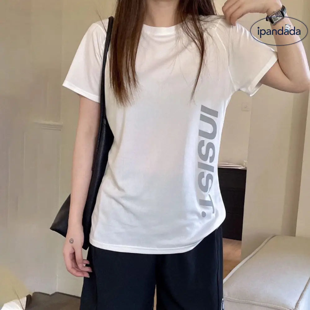 ID1297 スポーツウェア レディース 夏 ランニング アウトドア Tシャツ ショートパンツ セットアップ 通気性 速乾 吸汗 超軽量 快適 膝上丈 2点セット 全6色 ホワイト / M 外出着＞セットアップ