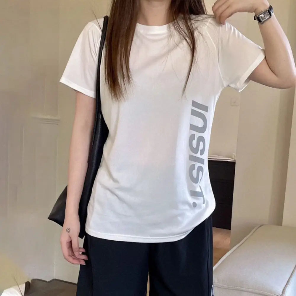 ID1297 スポーツウェア レディース 夏 ランニング アウトドア Tシャツ ショートパンツ セットアップ 通気性 速乾 吸汗 超軽量 快適 膝上丈 2点セット 全6色 ホワイト / M 外出着＞セットアップ