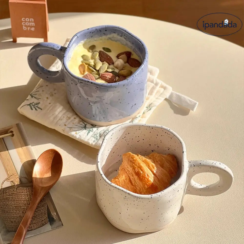 ID1666 スプラッター柄 セラミックマグカップ おしゃれ プレミアム コーヒーカップ 朝食用 ミルクグラス 丈夫 食洗機対応