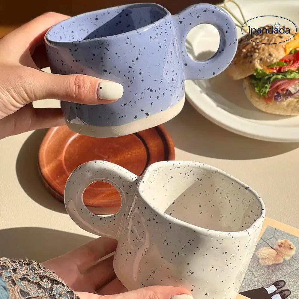 ID1666 スプラッター柄 セラミックマグカップ おしゃれ プレミアム コーヒーカップ 朝食用 ミルクグラス 丈夫 食洗機対応