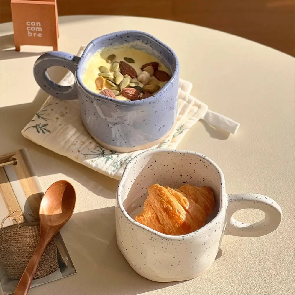 ID1666 スプラッター柄 セラミックマグカップ おしゃれ プレミアム コーヒーカップ 朝食用 ミルクグラス 丈夫 食洗機対応