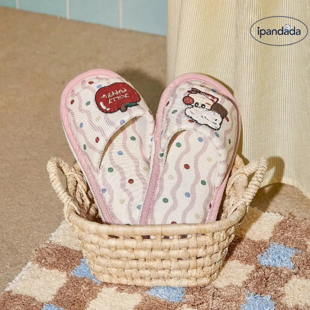 スリッパ レディース 春秋 新作 刺繍 ドット パッド付き 平底 ルームシューズ 暖かい あったか クリスマスプレゼント ID3158 インテリア雑貨＞ファッション雑貨