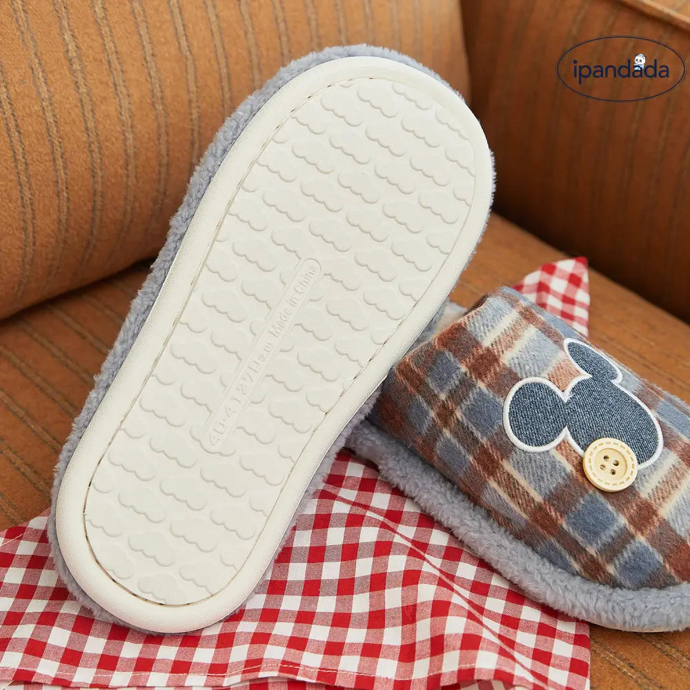 スリッパ レディース 冬用 チェック柄 保温 居家用 コットン モカシン もこもこ 可愛い ファー ふわふわ 秋冬用 クリスマスプレゼント ID3161 インテリア雑貨＞ファッション雑貨